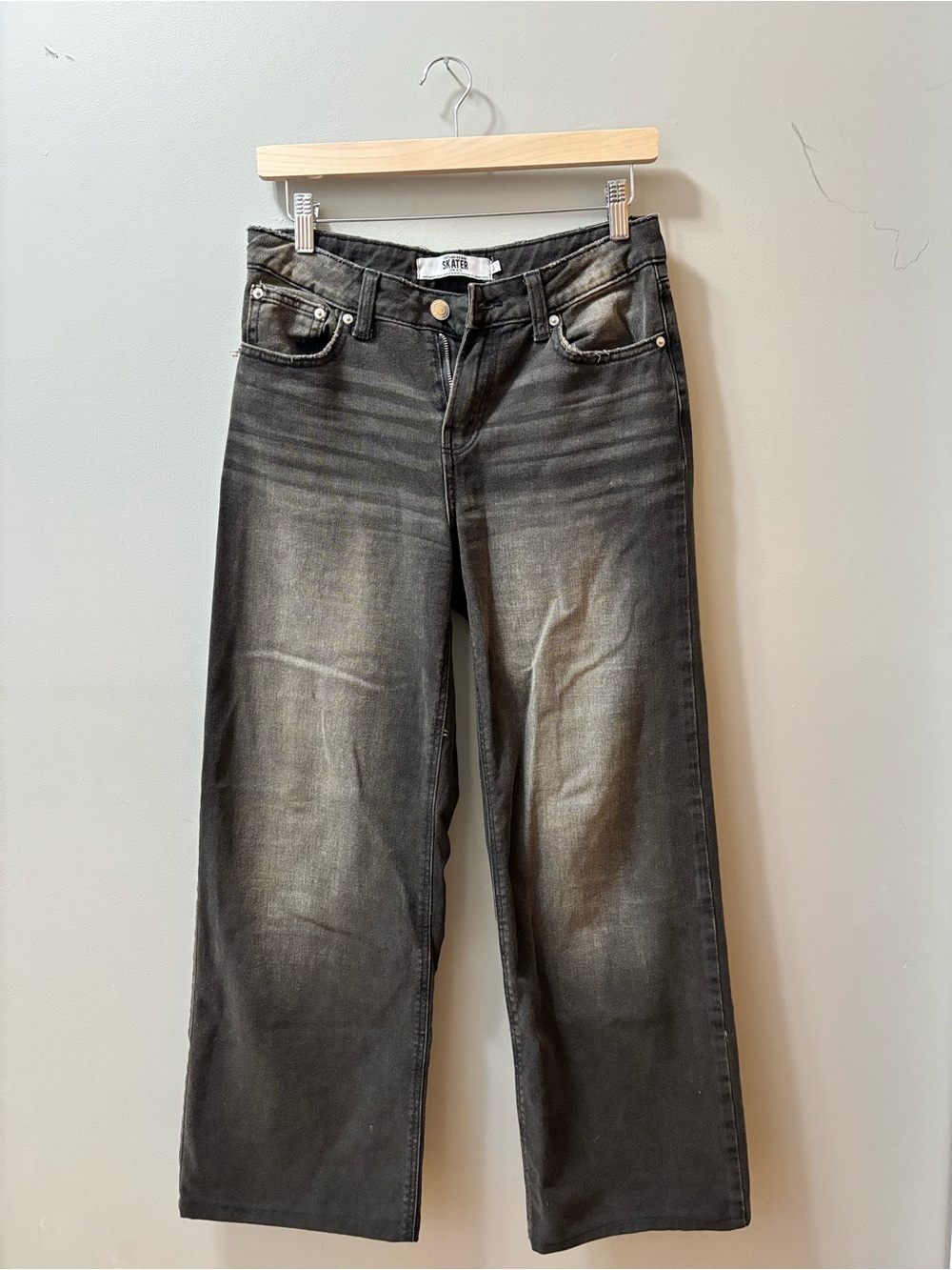 women's refuge denim washed black jeans size 1